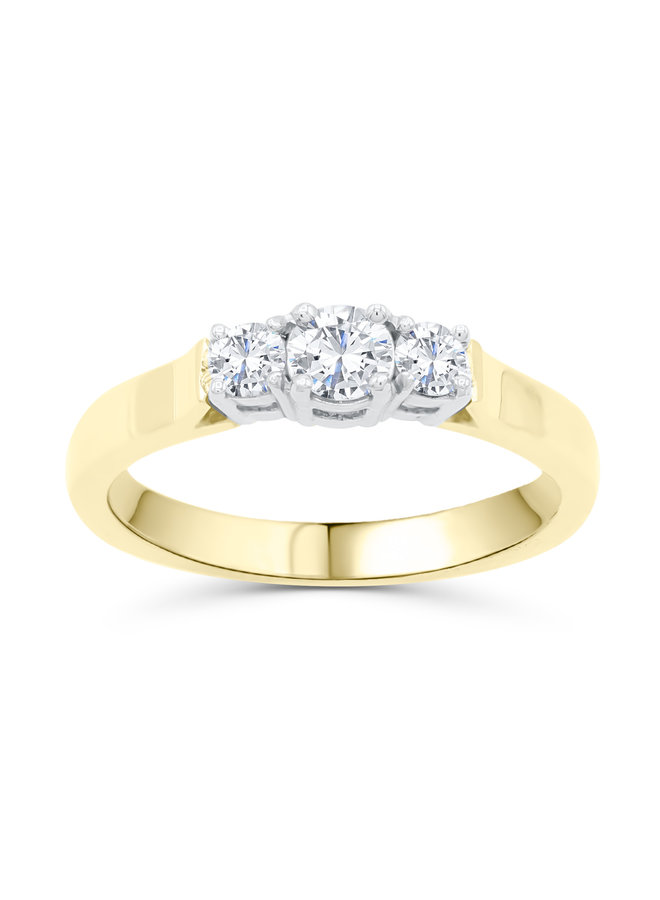 Bague trinité 10k jaune diamant 2x0.10ct & 1x0.25ct I GH