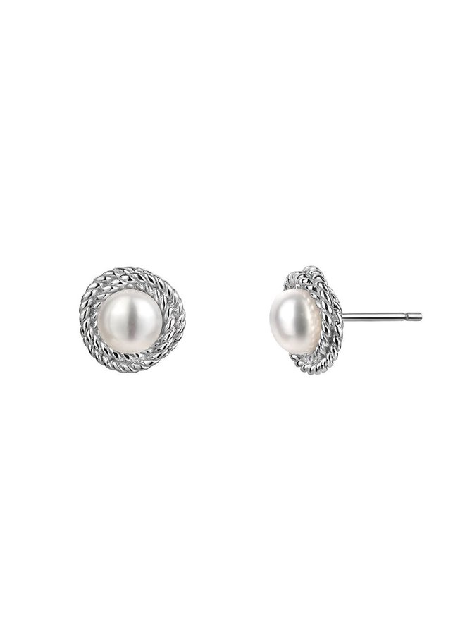 Bouclr d'oreille fixe .925 torsadé avec perle deau douce