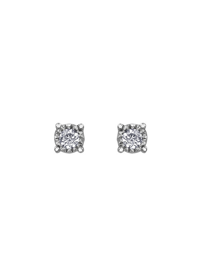 Boucle d'oreille 10k blanc 2 diamants = 0.35ct I GH