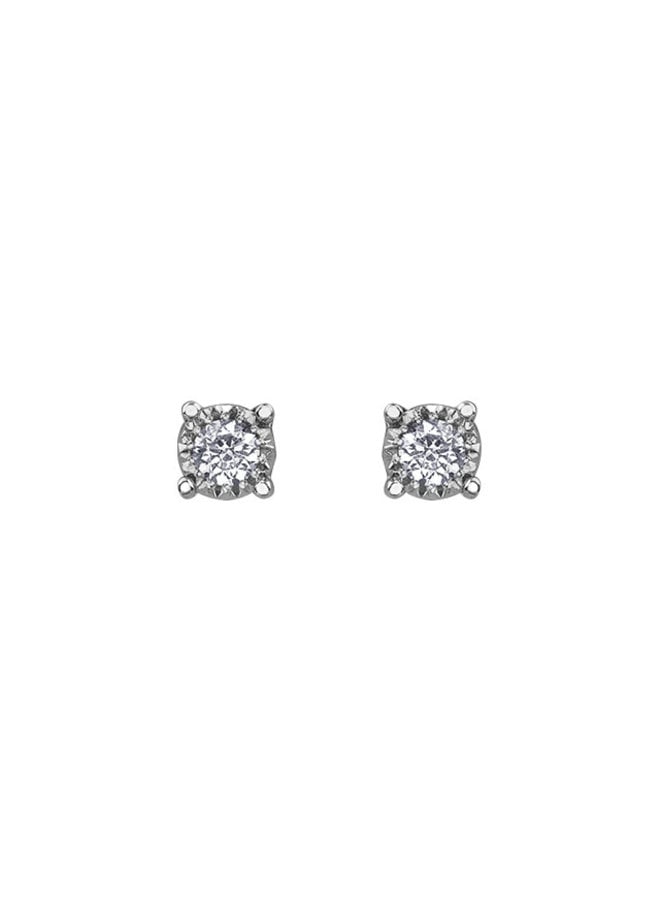 Boucle d'oreille 10k blanc diamant 2x0.10ct I GH illusion