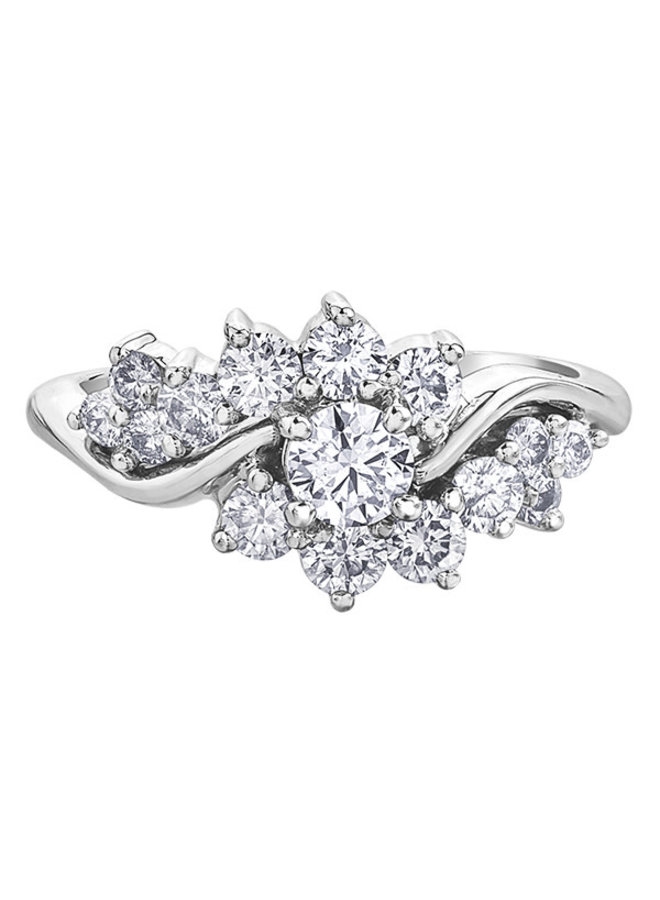 10k white ring 15 diamonds = 1.00ct I GH