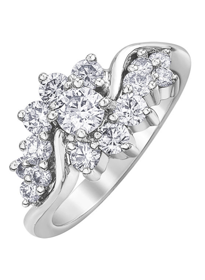 10k white ring 15 diamonds = 1.00ct I GH