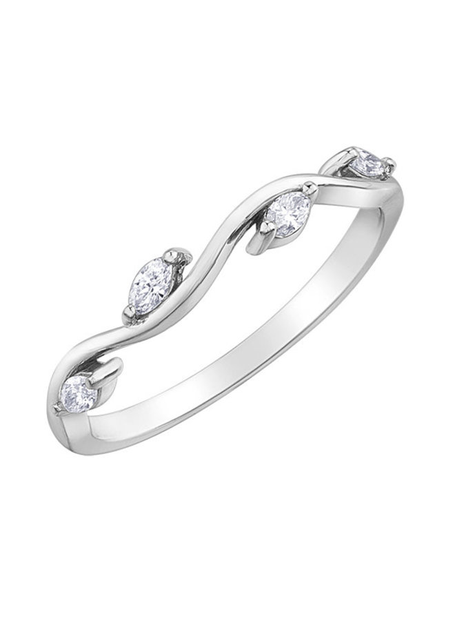 Semi-eternity band 10k marquise diamond 4=0.14ct I GH