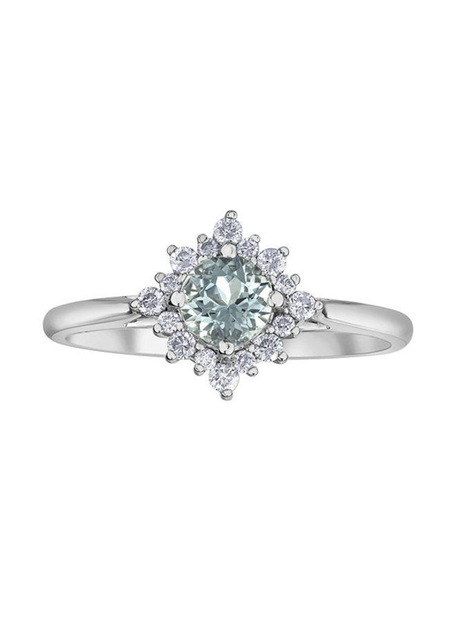 10k white aquamarine & 0.17ct diamond ring