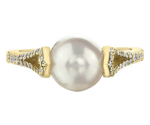 10k yellow pearl ring 8mm & 50 diamonds totaling 0.22ct I GH -
