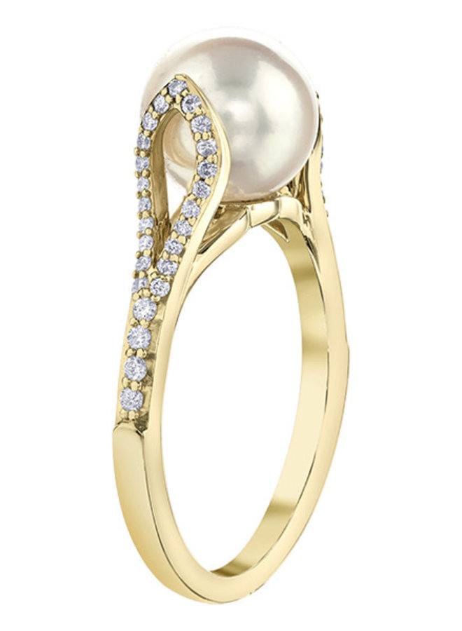10k yellow pearl ring 8mm & 50 diamonds totaling 0.22ct I GH