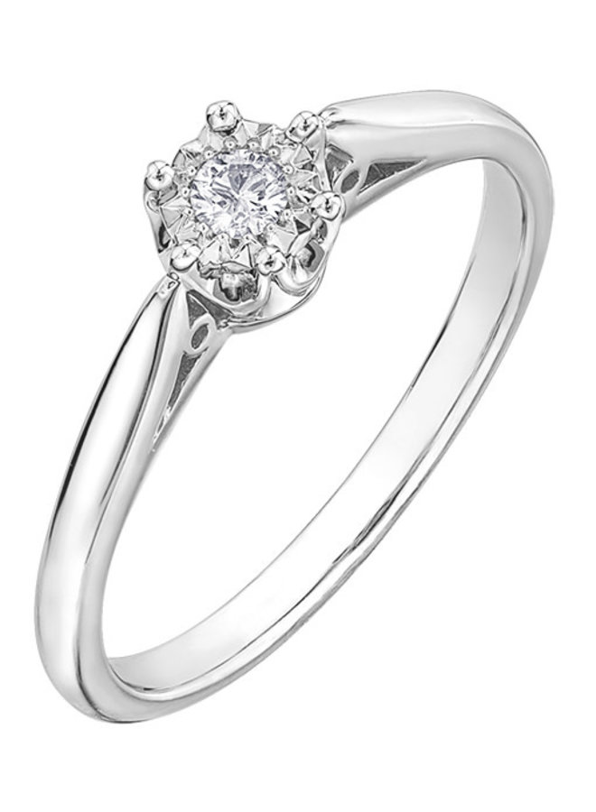 10k white solitaire ring 1x0.07ct I GH illusion