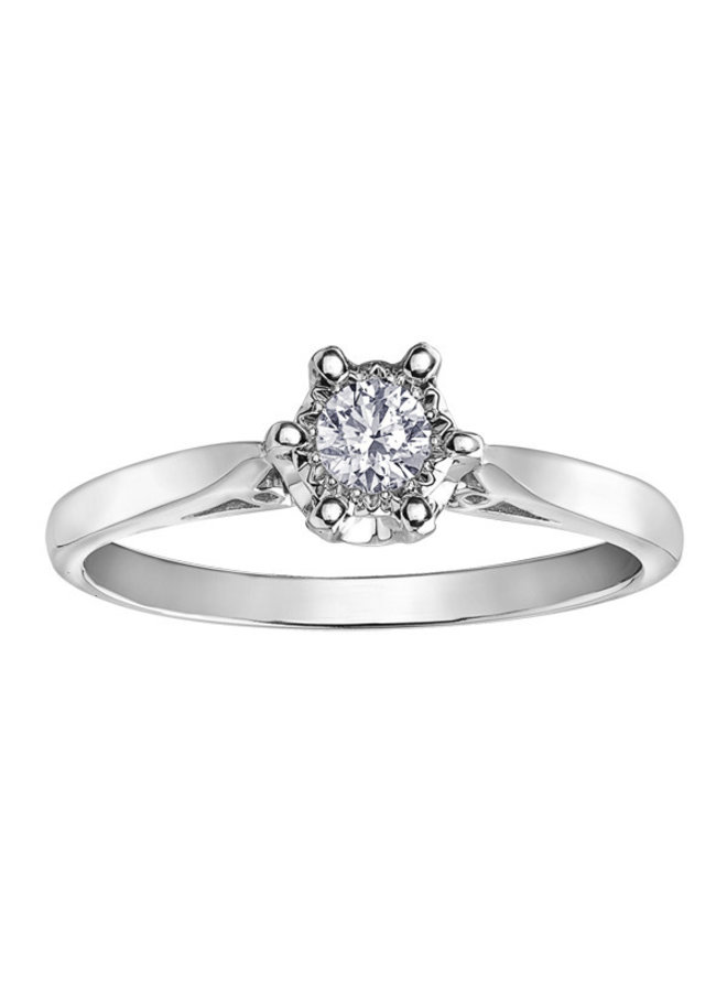 10k white solitaire diamond ring 1x0.15ct I GH illusion -