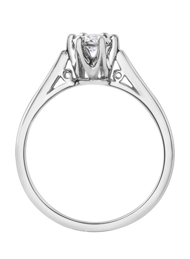 Bague 10k blanc solitaire diamant 1x0.15ct I GH illusion