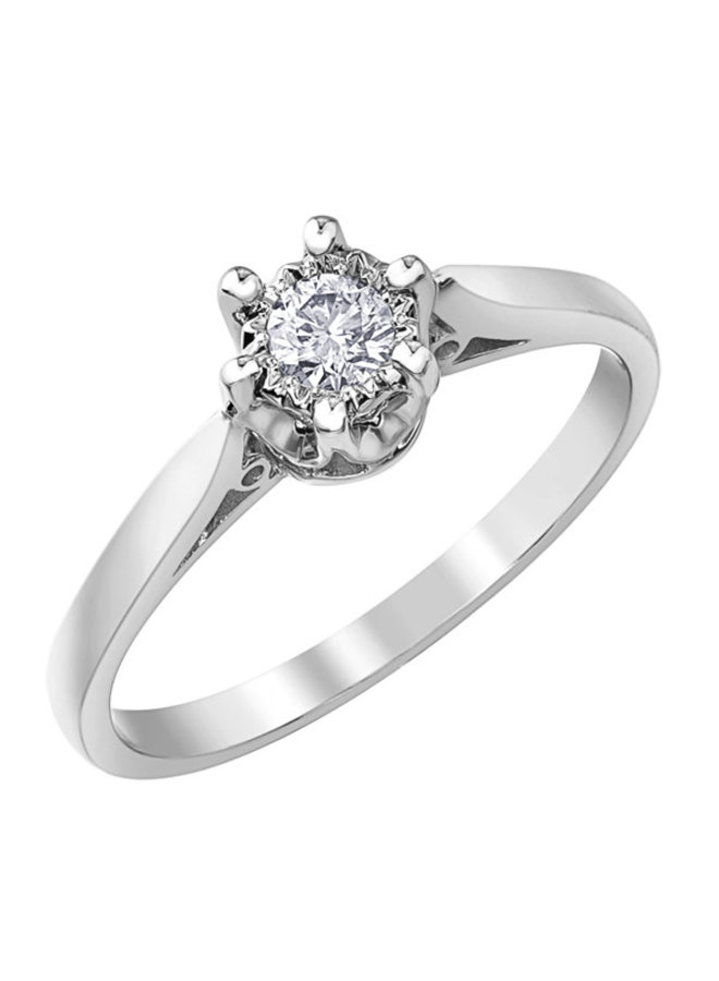 10k white solitaire diamond ring 1x0.15ct I GH illusion -