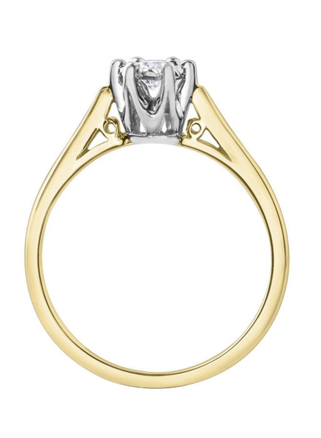 Bague 10k jaune solitaire diamant illusion 1x0.07ct I GH