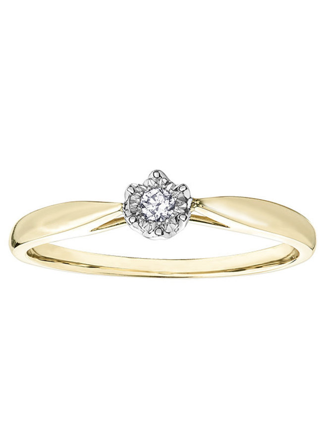10k Yellow Solitaire Diamond Illusion Ring 1x0.05ct I GH