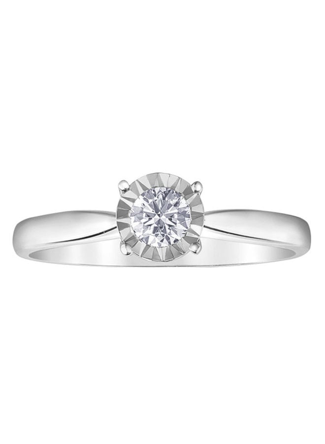 Bague 10k blanc diamant solitaire 1x0.25ct I GH illusion