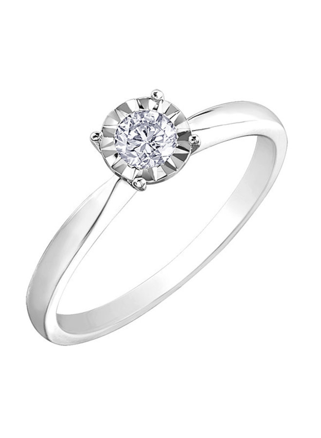 Bague 10k blanc diamant solitaire 1x0.25ct I GH illusion