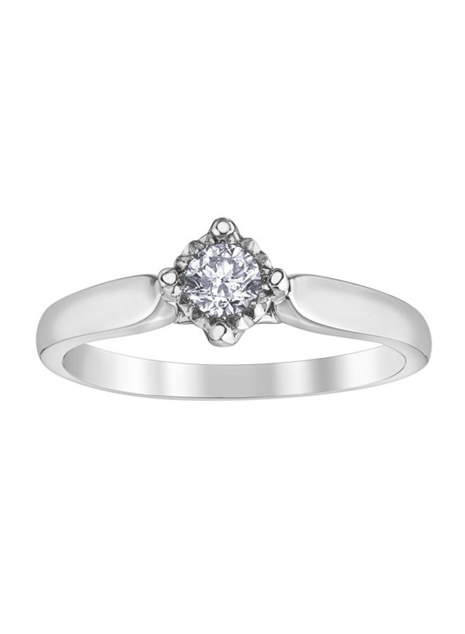 10k White Solitaire Diamond Illusion Ring 1x0.20ct I GH