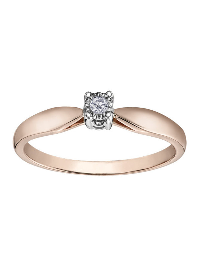 10k Pink Solitaire Diamond Illusion Ring 1x0.03ct I GH