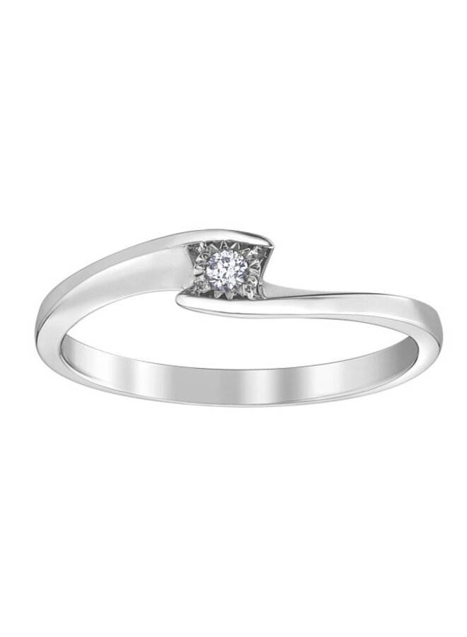 Bague 10k blanc solitaire 1x0.03ct i Gh illusion
