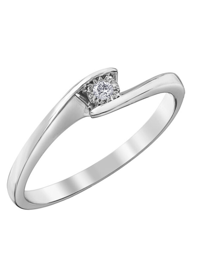 Bague 10k blanc solitaire 1x0.03ct i Gh illusion