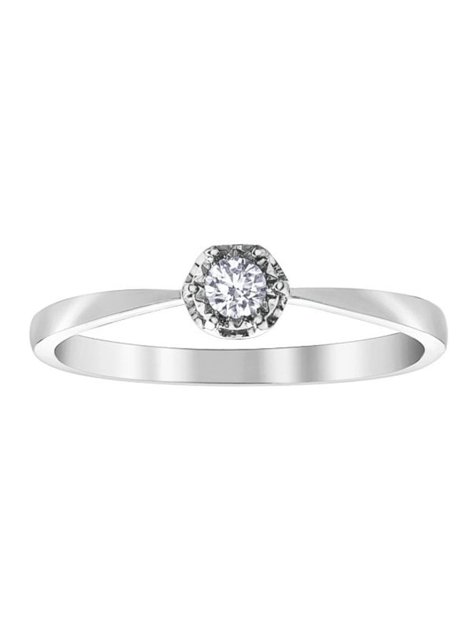 Bague 10k blanc solitaire diamant illusion 1x0.08ct I GH