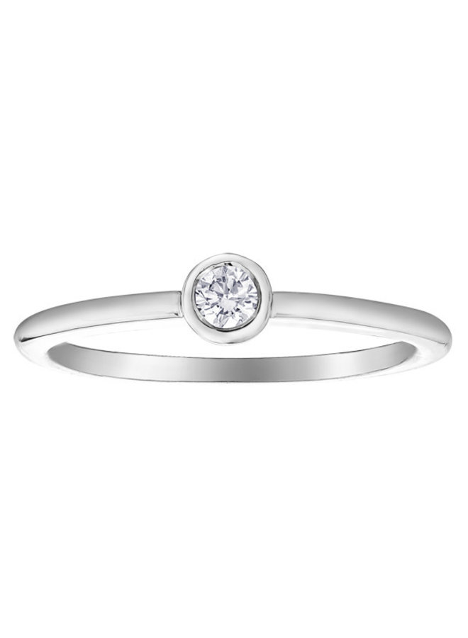 Bague solitaire 10k blanc diamant 1 x 0.15ct I1 J