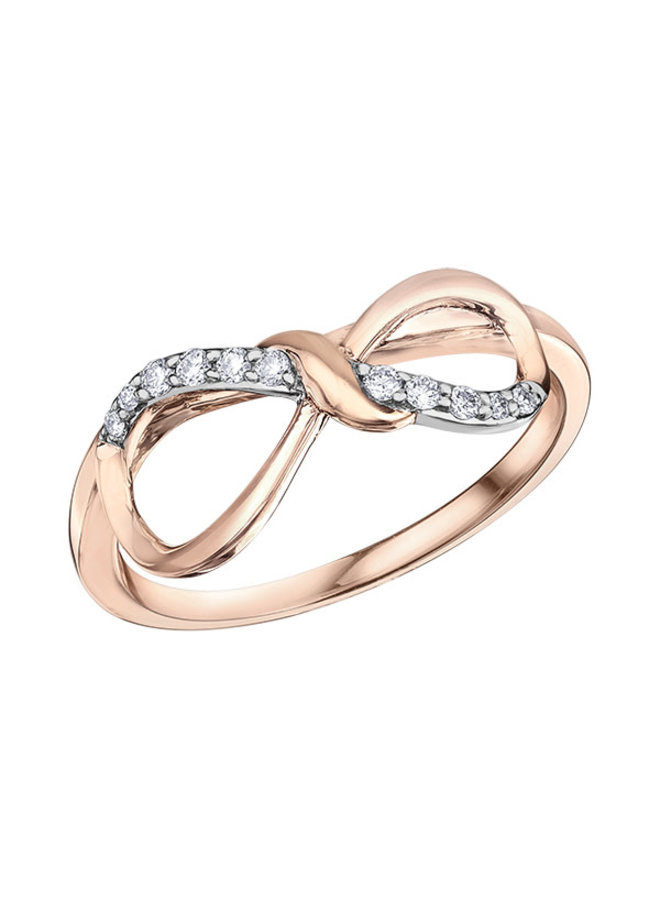 10k pink infinity diamond ring 11=0.09ct I GH
