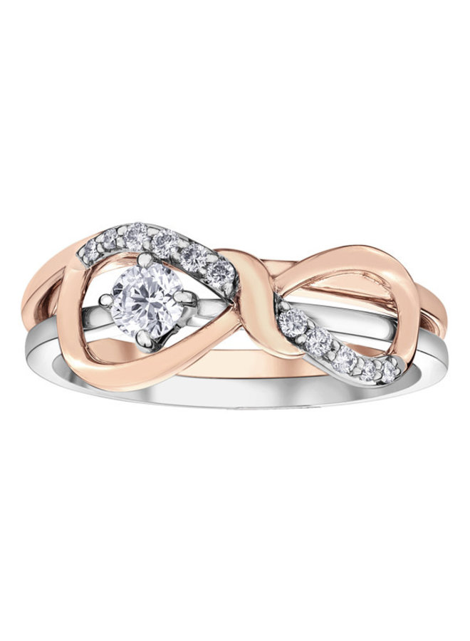 10k pink infinity diamond ring 11=0.09ct I GH