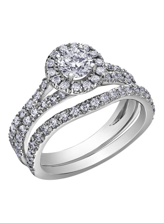 18k white ring 50 diamonds = 0.50ct I1 GH & 1 ruby ​​5.2mm & 2 rubies 1.5mm