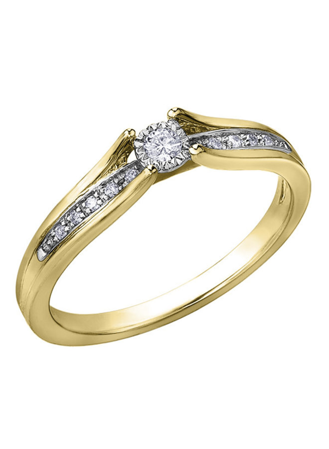 Bague 10k solitaire diamant 11=0.10ct I GH illusion