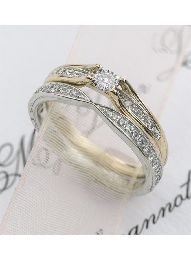 Bague 10k solitaire diamant 11=0.10ct I GH illusion