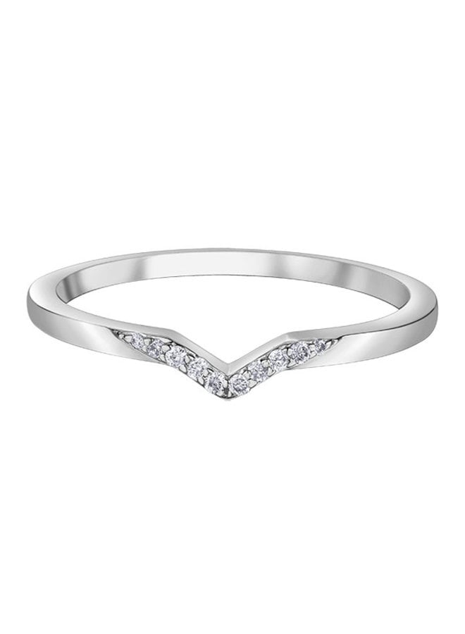 10k white V-shaped diamond ring 10=0.0045ct