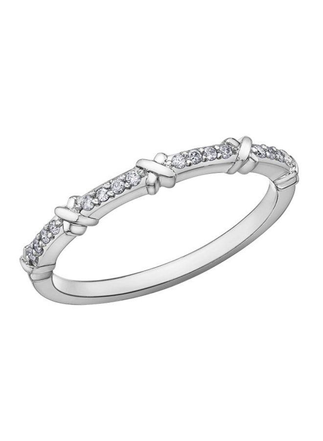 Semi-eternity 10k white 16 diamonds = 0.08ct I1 J