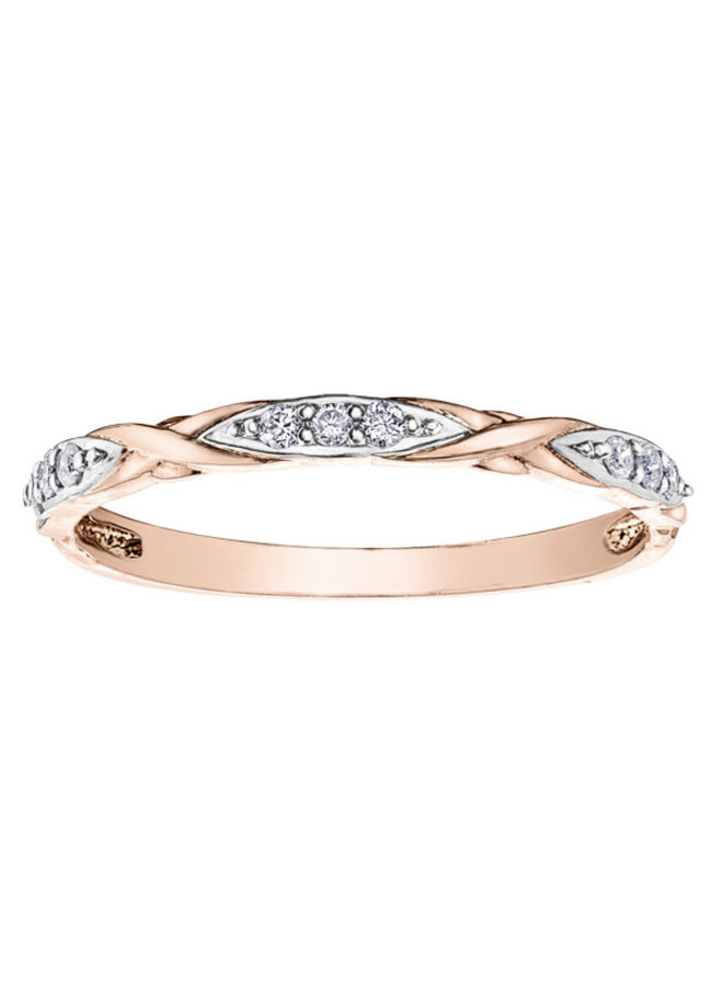 Semi éternité 10k rose gold  9 diamants = 0.09ct I1 J