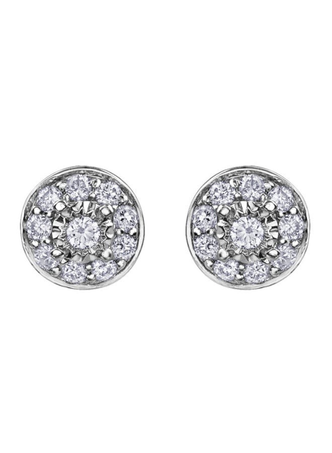 Boucle d'oreille 10k blanc 20 diamants = 0.17ct I1 GH