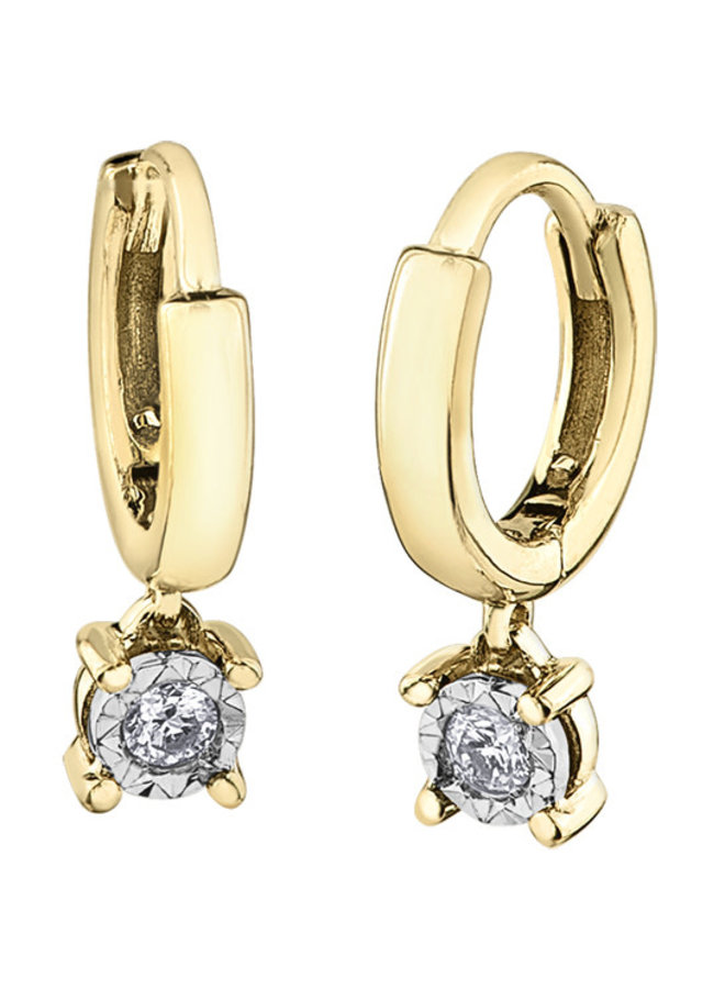 Huggies 10k yellow diamond dangling earring 2x0.03ct I GH illusion