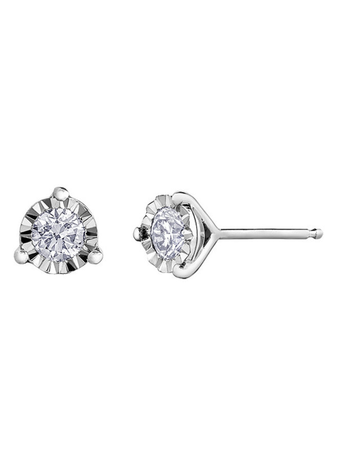 Boucle d'oreille 10k blanc diamant 2x0.20ct I GH illusion