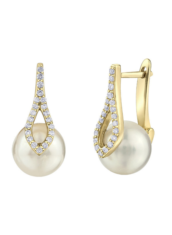 10k yellow French pearl 8mm diamond earring 42=0.17ct I GH