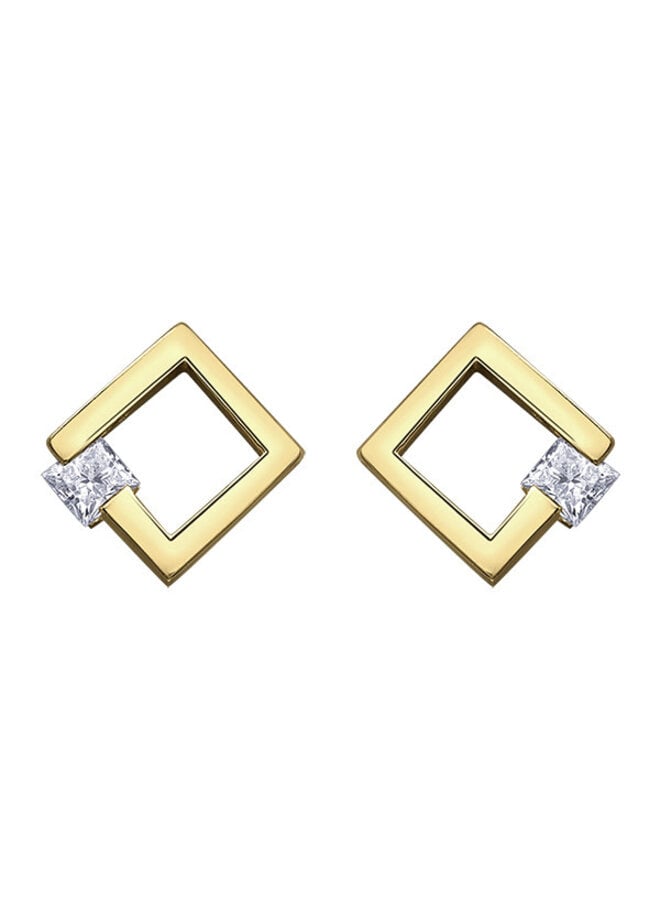 10k Yellow Square Canadian Diamond 2x0.05ct I GH Earring