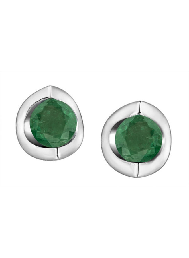 10k emerald white fixed earring 4mm