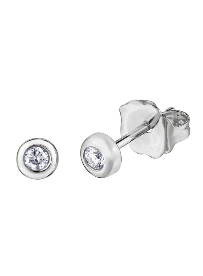 Boucle d'oreille 10k blanc 2 diamants = 0.08ct I1 J