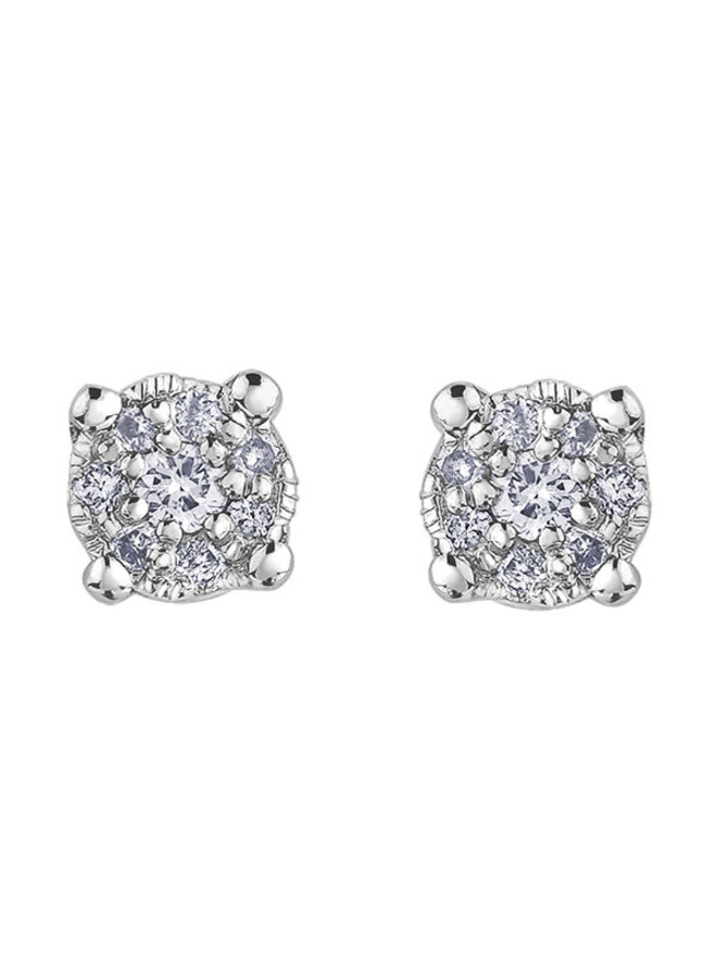 10k white earring 16 diamonds = 0.08ct I1 J