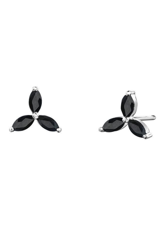 10k white black sapphire earring 4x2mm