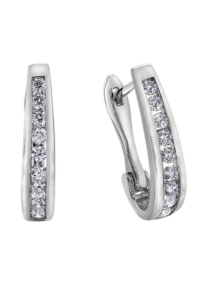 Boucles D'oreilles Créoles Huggie Hoop Pour Homme - Diamants Créés En Labo 1,60 Ct - Or Jaune 14 Carats Sur Argent 925 - Ajustables