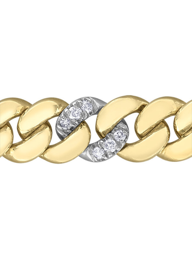 Bracelet gourmette 10k jaune 102 diamants totalisant 0.50ct I1 GH