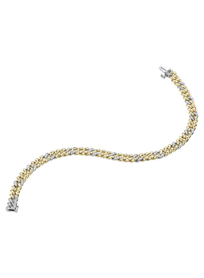 Bracelet gourmette 10k jaune 102 diamants totalisant 0.50ct I1 GH