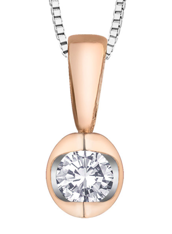 Pendant 10k rose 1 diamond = 0.04ct I1 J chain included