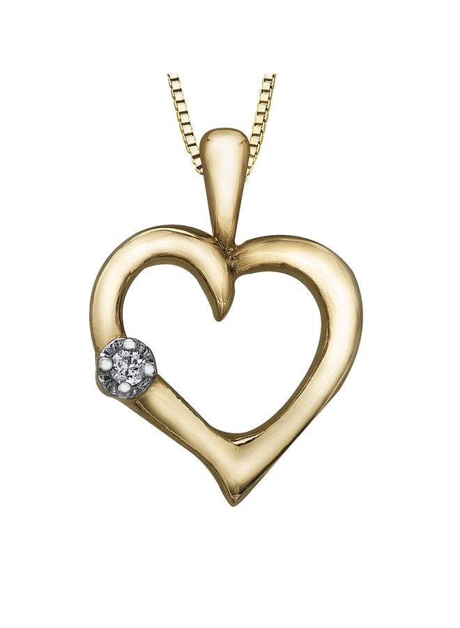 Heart Pendant 10k Yellow 1 Diamond = 0.015ct I1 J Chain Included