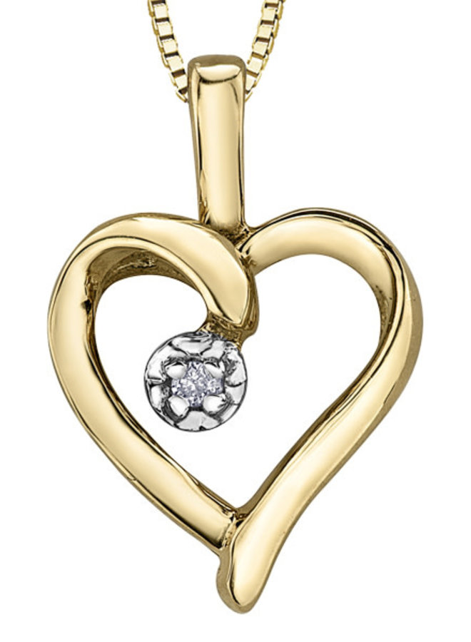 10k Yellow Heart Pendant 1 Diamond = 0.007ct I1 J Chain Included