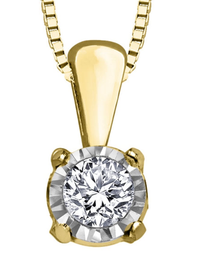 Solitaire Pendant 10k Yellow 1 Diamond = 0.03ct I1 J Chain Included