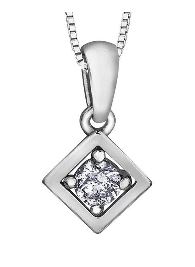 Pendentif 10k blanc 1 diamant totalisant 0.07ct  I1 J chaîne incluse