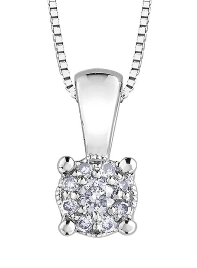 10k white 9 diamond pendant = 0.065ct I1 J chain included